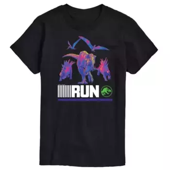 Мужская футболка Jurassic World Run с инфракрасной графикой динозавров Licensed Character, черный