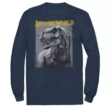 Мужская футболка Jurassic World T-Rex Profile Shading с длинными рукавами и цветами Licensed Character, синий
