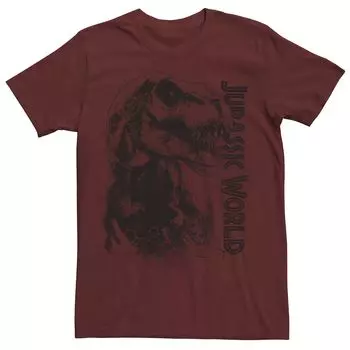 Мужская футболка Jurassic World T-Rex с портретом и рисунком крупным планом Licensed Character