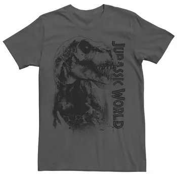 Мужская футболка Jurassic World T-Rex с портретом и рисунком крупным планом Licensed Character