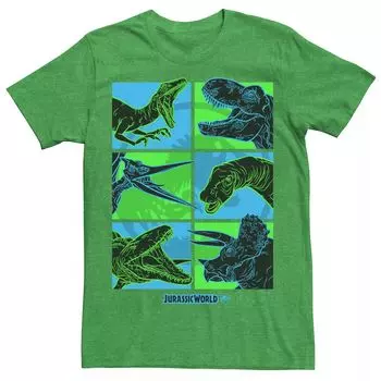 Мужская футболка Jurassic World Two Dino Faces в стиле комиксов в стиле поп Licensed Character