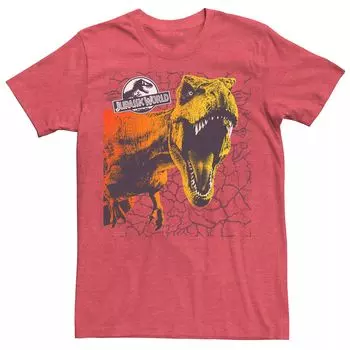 Мужская футболка Jurassic World Two T-Rex Color Pop Cracks Licensed Character