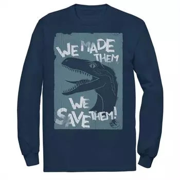 Мужская футболка Jurassic World Two We Made Them We Save Them, Синяя Licensed Character, синий