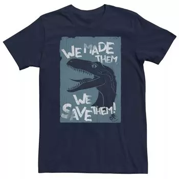 Мужская футболка Jurassic World Two We Made Them We Save Them, Синяя Licensed Character, синий