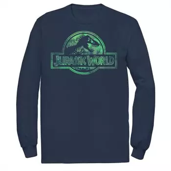 Мужская футболка Jurassic World выцветшей пастельной акварельной окраски Licensed Character, синий