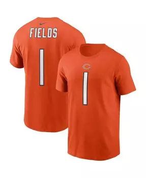 Мужская футболка justin fields orange chicago bears player name number Nike