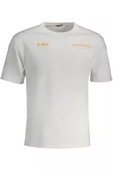 Мужская футболка K-Way хлопковая с карманом и принтом, белый