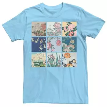 Мужская футболка Katsushika Hokusai с цветочным рисунком Licensed Character, светло-синий