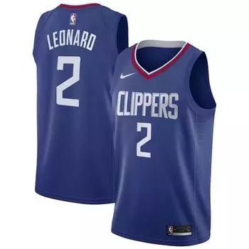 Мужская футболка Kawhi Leonard Blue LA Clippers 2019/20 Swingman — Icon Edition Nike