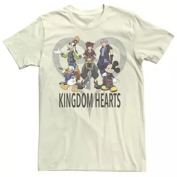 Мужская футболка Kingdom Hearts Heart с фоном Group Shot Licensed Character