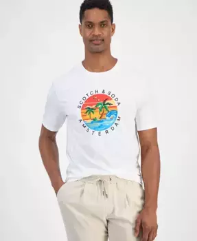 Мужская футболка классического кроя с принтом SCOTCH & SODA, белый