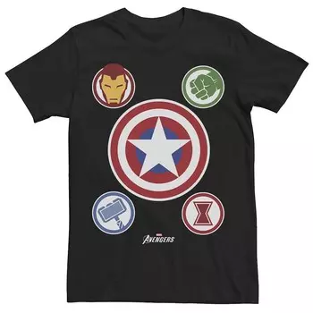 Мужская футболка-коллаж с эмблемами Marvel Gamerverse Avenger Shield, черный