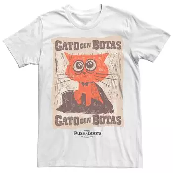Мужская футболка «Кот в сапогах» оранжевая с котом Licensed Character