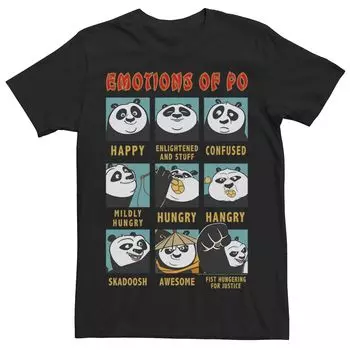 Мужская футболка Kung Fu Panda Emotions Of Po с портретной сеткой Licensed Character