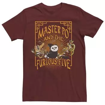 Мужская футболка Kung Fu Panda Master Po And The Furious Five с плакатом Licensed Character