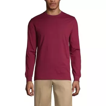 Мужская футболка Lands' End Essential с длинными рукавами для школьной формы, цвет Burgundy