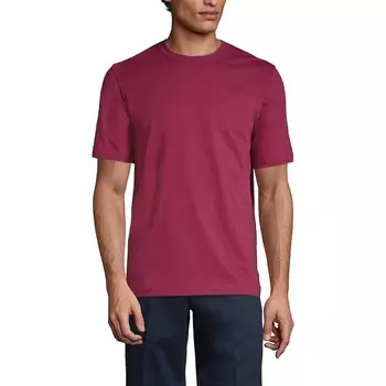 Мужская футболка Lands' End Essential с короткими рукавами для школьной формы, цвет Burgundy