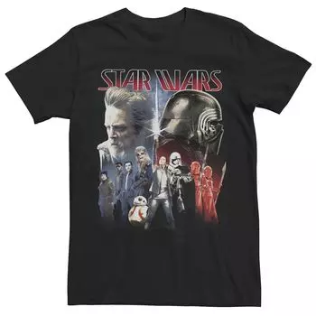 Мужская футболка Last Jedi Group Lineup Футболка Rey Lightsaber Fade Star Wars, черный