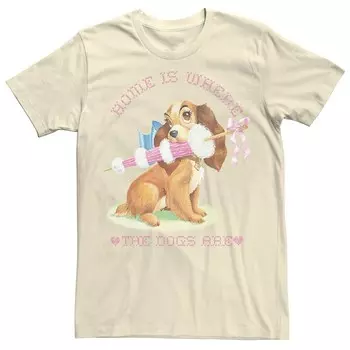 Мужская футболка «Леди Диснея и леди-бродяги» там, где собаки Disney, цвет Natural