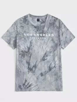 Мужская футболка LEGND из хлопка с графическим слоганом Tie Dye Manfinity, серый