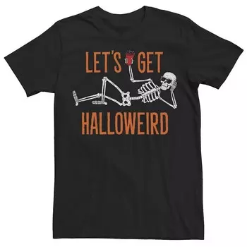 Мужская футболка Let's Get Halloweird Skeleton Halloween Licensed Character, черный