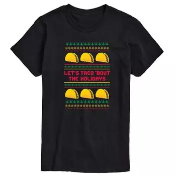 Мужская футболка Lets Taco Bout The Holidays с графическим рисунком Licensed Character, черный