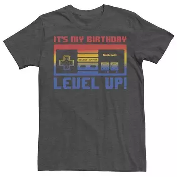 Мужская футболка Level Up для контроллера Nintendo NES на день рождения Licensed Character, цвет Charcoal Heather