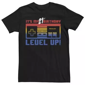 Мужская футболка Level Up на 21-й день рождения Nintendo Licensed Character