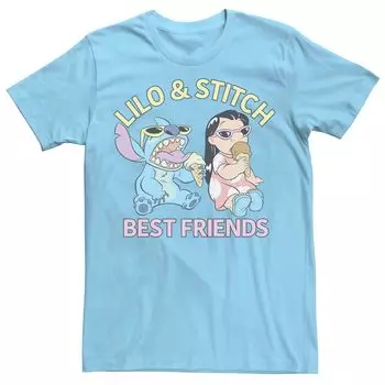 Мужская футболка Lilo & Stitch Best Friends с мороженым Disney, светло-синий