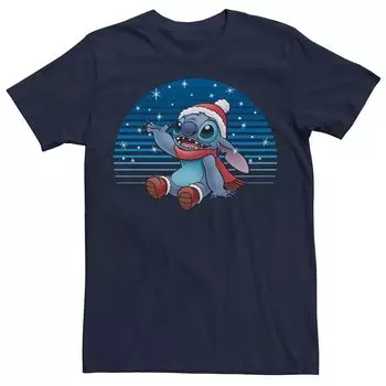 Мужская футболка Lilo & Stitch Christmas Stitch Snowfall Portrait Disney