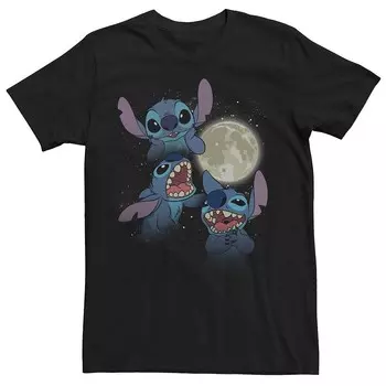 Мужская футболка Lilo & Stitch Three Stitch Moon Galactic Disney, черный