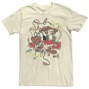 Мужская футболка Looney Tunes Christmas Taz Lights And Presents Licensed Character