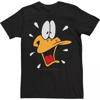 Мужская футболка Looney Tunes Daffy Duck Surprised с большим лицом Licensed Character, черный