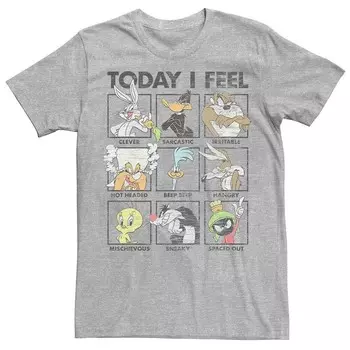 Мужская футболка Looney Tunes Looney Moods в стиле ретро в упаковке для групповых снимков Licensed Character, цвет Athletic Heather