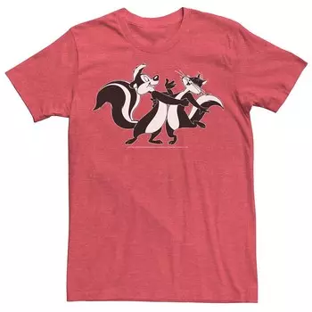 Мужская футболка Looney Tunes с портретом Пепе Ле Пью и Пенелопы Licensed Character, цвет Red Heather