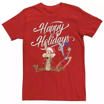 Мужская футболка Looney Tunes с рождественской групповой съемкой Happy Holidays Licensed Character