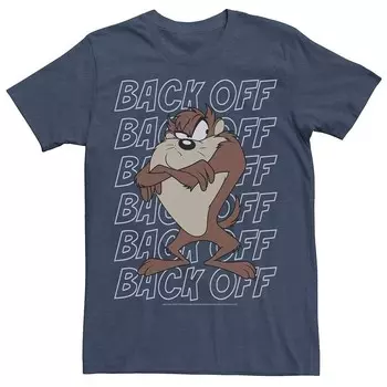 Мужская футболка Looney Tunes Taz Back Off Stack с портретом Licensed Character, цвет Navy Heather