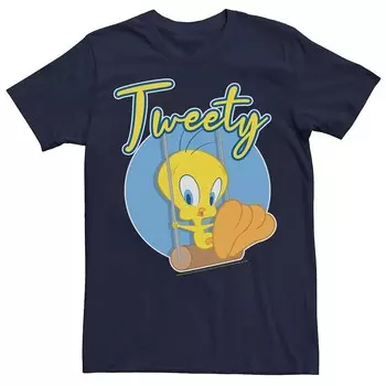 Мужская футболка Looney Tunes Tweety Swing с портретом Licensed Character, темно-синий