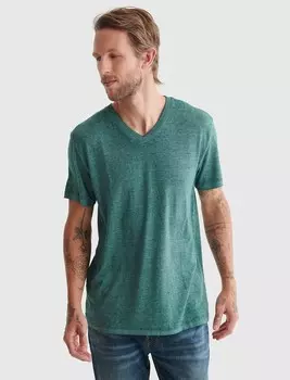 Мужская футболка Lucky Brand Venice Burnout с V-образным вырезом., цвет Medium Dark Green