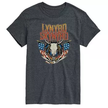 Мужская футболка Lynyrd Skynyrd с рисунком черепа Licensed Character, цвет Heather Charcoal
