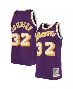 Мужская футболка magic johnson purple los angeles lakers 1984 hardwood classics authentic jersey Mitchell & Ness, фиолетовый