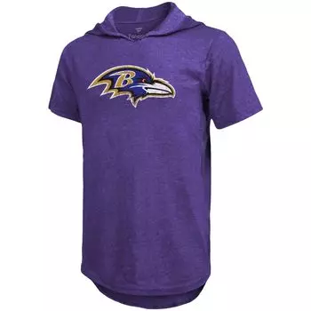 Мужская футболка Majestic Threads Lamar Jackson Purple Baltimore Ravens с именем и номером игрока, футболка с капюшоном из трех смесей