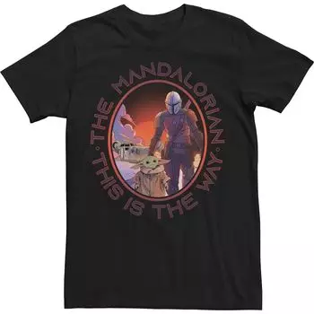 Мужская футболка Mando and Child Circle с портретом «Звездные войны» Licensed Character