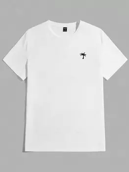 Мужская футболка Manfinity Chillmode с коротким рукавом и принтом пальмы, повседневная летняя, белый цвет