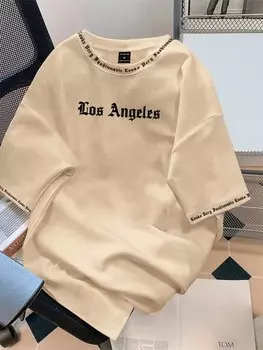 Мужская футболка Manfinity EMRG, буквы, узор, круглый вырез, короткие рукава Shein, хаки