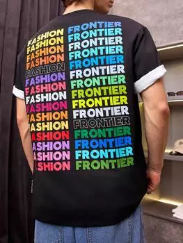 Мужская футболка Manfinity EMRG, повседневная, с коротким рукавом, трикотажная, с круглым вырезом, черный цвет