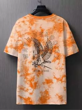 Мужская футболка Manfinity EMRG, принт орла, галстук-краситель, оранжевый цвет