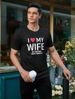 Мужская футболка Manfinity Homme, надпись, рисунок, черный цвет