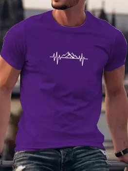 Мужская футболка Manfinity Homme, узор, круглый вырез, короткий рукав, повседневная, фиолетовый