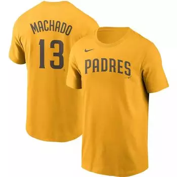 Мужская футболка Manny Machado Gold San Diego Padres с именем и номером Nike